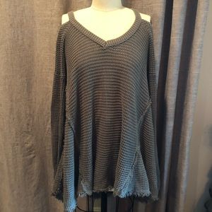 Free people moonshine V cold shoulder sweater